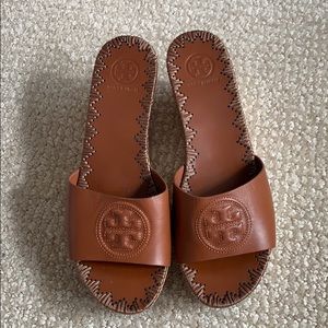 Tory Burch Embossed Patty Wedge Slide Sandal